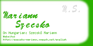 mariann szecsko business card
